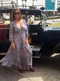 Overweight older women baring it all on the street