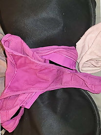 Mature woman is covered with semen