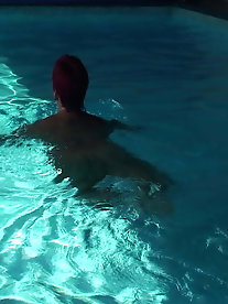 Naked swim in the pool